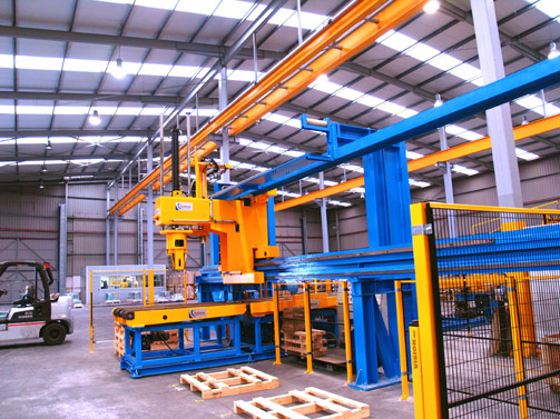 Detail of Coils outlet and stacking area on Pallet.