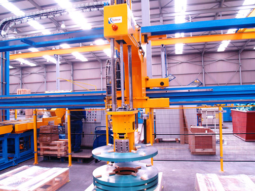 Detail of Coils outlet and stacking area on Pallet.