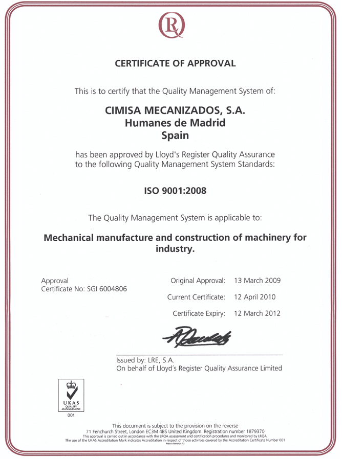 ISO 9001:2000 Certificate